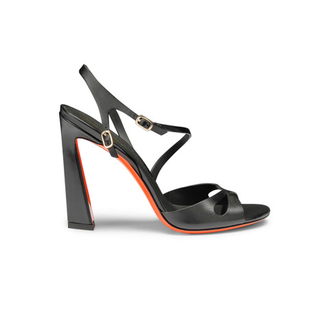 Women's black leather high-heel Mona sandal - Santoni - 1