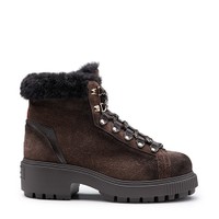 Women's dark brown suede hiking boot - Santoni - 1