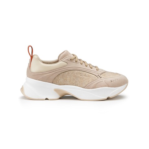 Women's dove grey suede sneaker - Santoni - 1