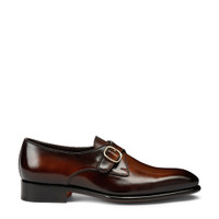 Men's brown leather single monk strap shoe - Santoni - 1