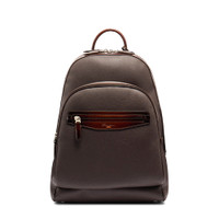 Dark brown tumbled leather backpack - Santoni - 1