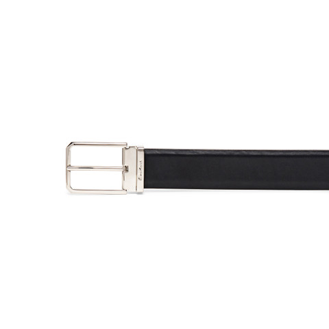 Men's polished blue leather adjustable belt - Santoni - 2