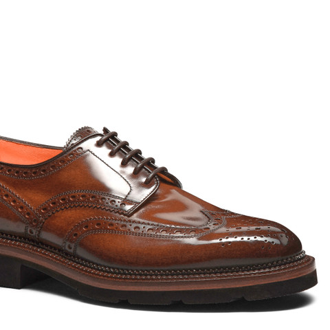 Men's brown leather Derby brogue shoe - Santoni - 6