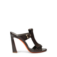 Braune Sandalen Dua f&uuml;r Damen aus Leder mit hohem Absatz und Fransendetail - Santoni - 1