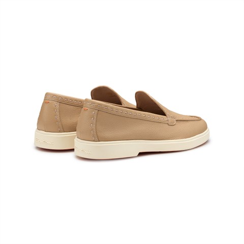 Women's beige leather loafer - Santoni - 4