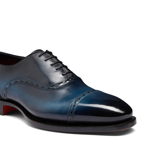 Men's blue leather Oxford shoe - Santoni - 6