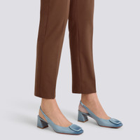 Women's light blue patent leather mid-heel slingback - Santoni - 2