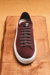 Women's burgundy suede sneaker - Santoni - editorial