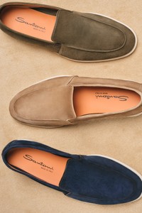 Men's green suede loafer - Santoni - editorial