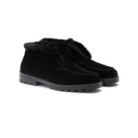 Women’s black suede desert boot with fur - Santoni - 2