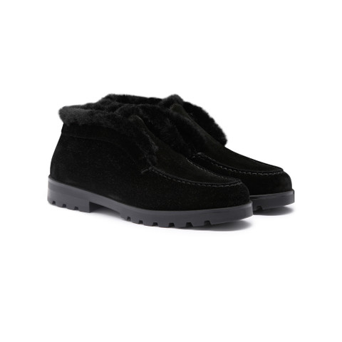 Stivaletto desert con pelliccia da donna in suede nero - Santoni - 2