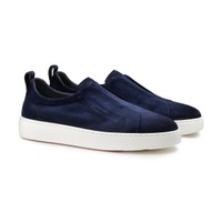 Men's blu suede slip-on sneaker - Santoni - 2