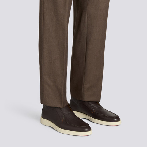 Men's dark brown tumbled leather desert boot - Santoni - 2