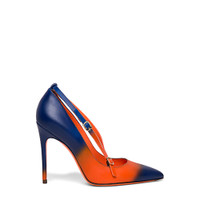 Women&rsquo;s orange and blue leather high-heel court - Santoni - 1