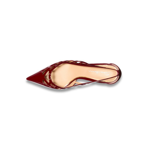 Women's red patent leather mid-heel pump - Santoni - 5