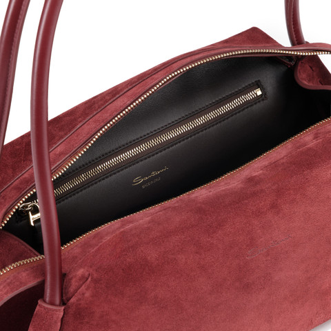 Burgundy suede shoulder bag - Santoni - 5