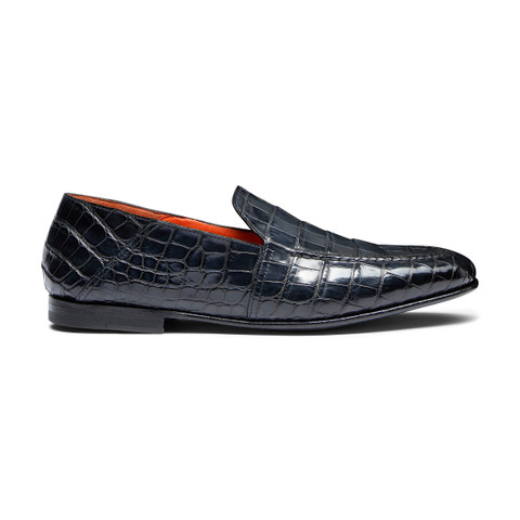 Mocassin en alligator bleu pour homme - Santoni - 1