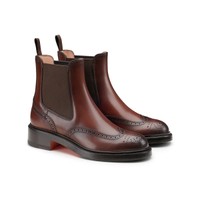 Women's dark brown leather brogue Chelsea boot - Santoni - 2