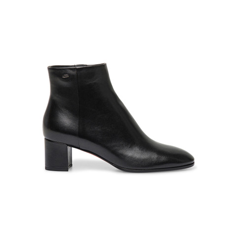 Women's black leather mid-heel ankle boot - Santoni - 3