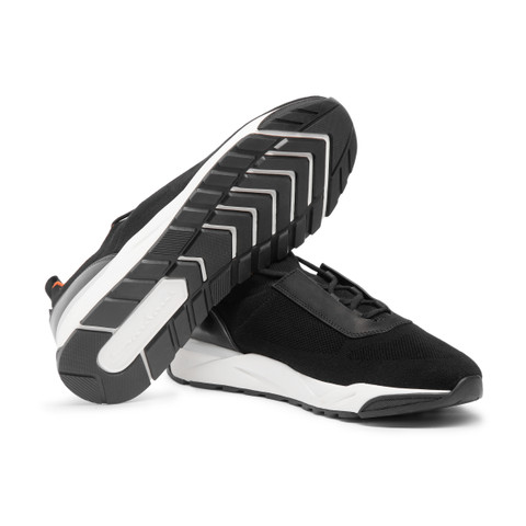 Men's black stretch knit sneaker - Santoni - 3