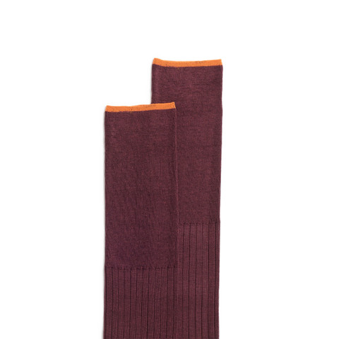 Burgundy Filo di Scozia mercerised cotton high socks - Santoni - 3