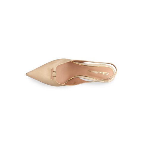 Women's beige patent leather mid-heel slingback - Santoni - 5