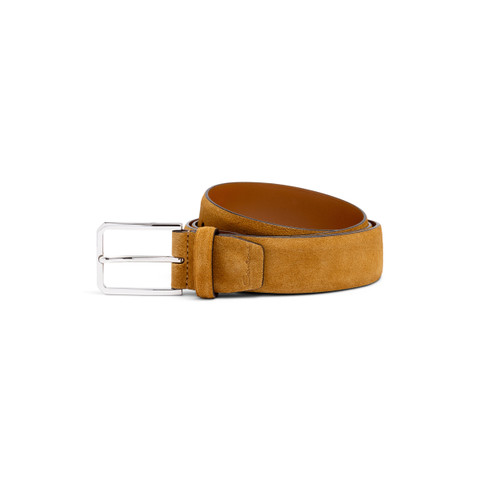 Men's light brown suede adjustable belt - Santoni - 1