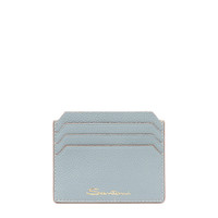 Light blue tumbled leather credit card holder - Santoni - 1