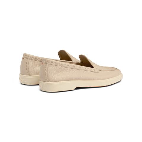 Women's pink tumbled leather loafer - Santoni - 4