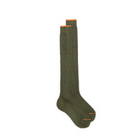 Green Filo di Scozia mercerised cotton high socks - Santoni - 1