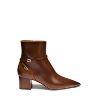 Women's brown leather mid-heel ankle boot - Santoni - 1