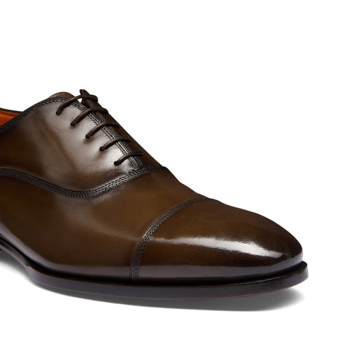 Men's dark brown leather Oxford shoe - Santoni - 6