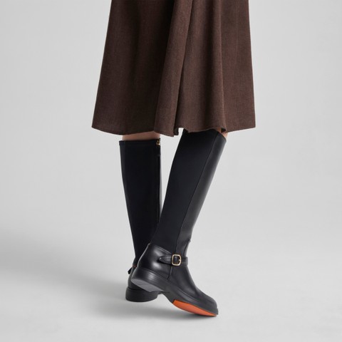 Women's black leather Easy boot - Santoni - 7