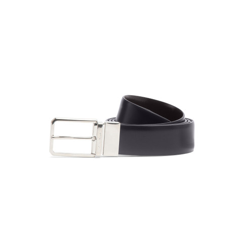 Reversible and adjustable black and dark brown leather belt - Santoni - 1