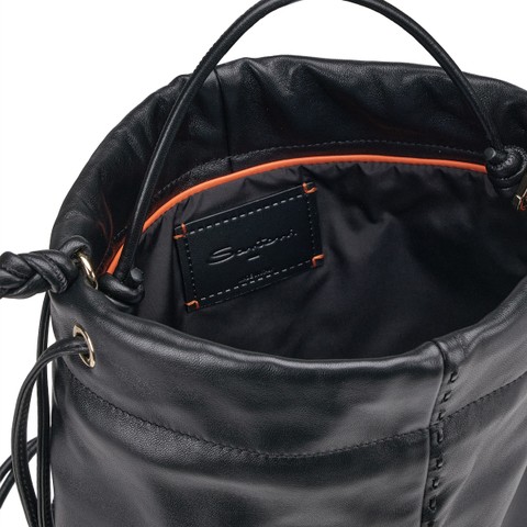 Black leather crossbody bag - Santoni - 3