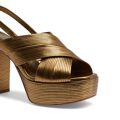 Women's gold leather high-heel sandal - Santoni - 6
