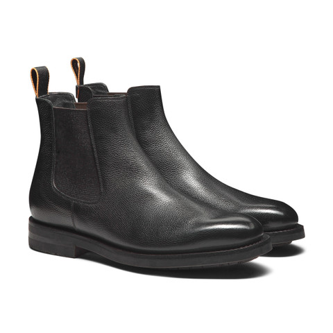 Men’s polished black leather Chelsea boot - Santoni - 3