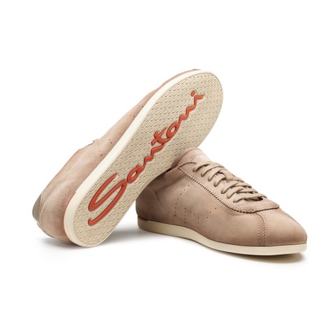 Men's beige suede sneaker - Santoni - 3