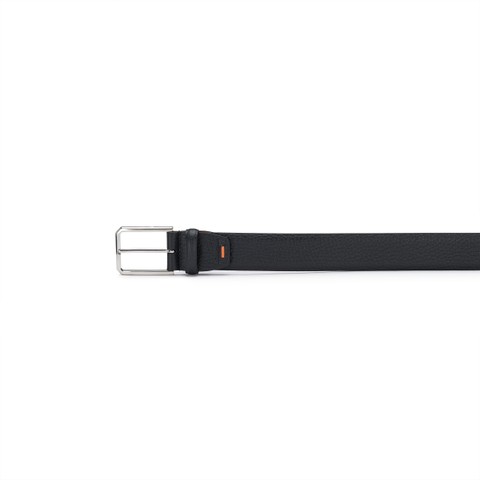 Black tumbled leather adjustable belt - Santoni - 2