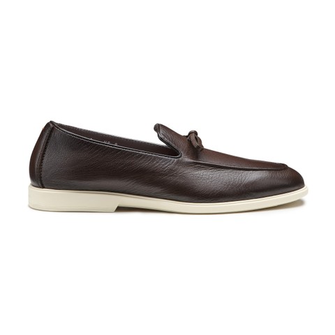 Men's dark brown leather loafer - Santoni - 1