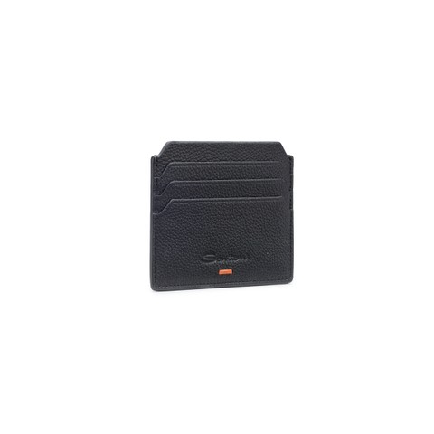 Black tumbled leather credit card holder - Santoni - 2