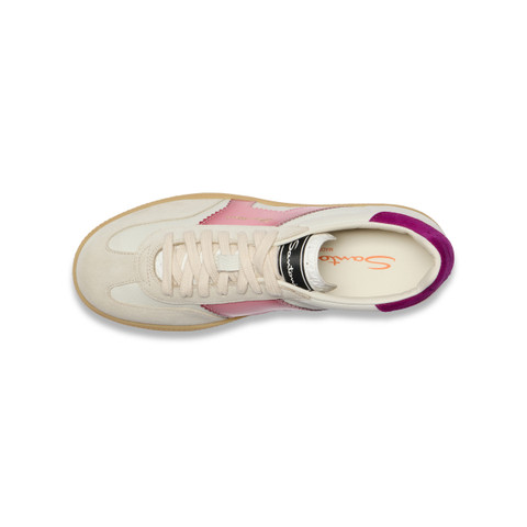Women's white and violet leather and suede DBS Oly sneaker - Santoni - 5