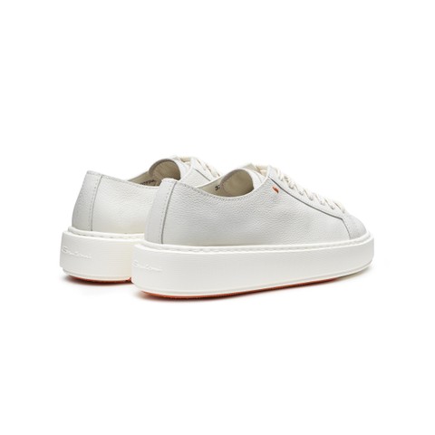 Women's white tumbled leather sneaker - Santoni - 4