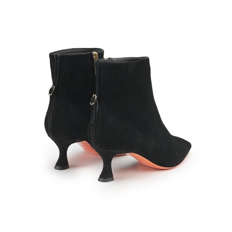 Women's black suede mid-heel ankle boot - Santoni - 3