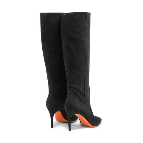 Women's black suede high-heel boot - Santoni - 4