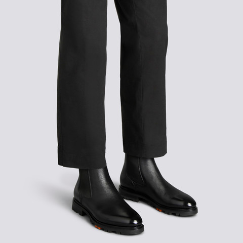 Men's black leather Chelsea boot - Santoni - 2