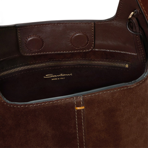Dark brown suede shoulder bag - Santoni - 5
