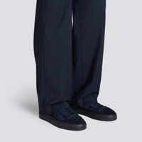 Men's blue suede and leather slip-on sneaker - Santoni - 2