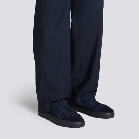 Men's blue suede and leather slip-on sneaker - Santoni - 2