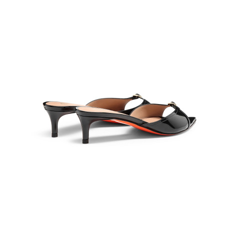 Women's black patent leather mid-heel sandal - Santoni - 4